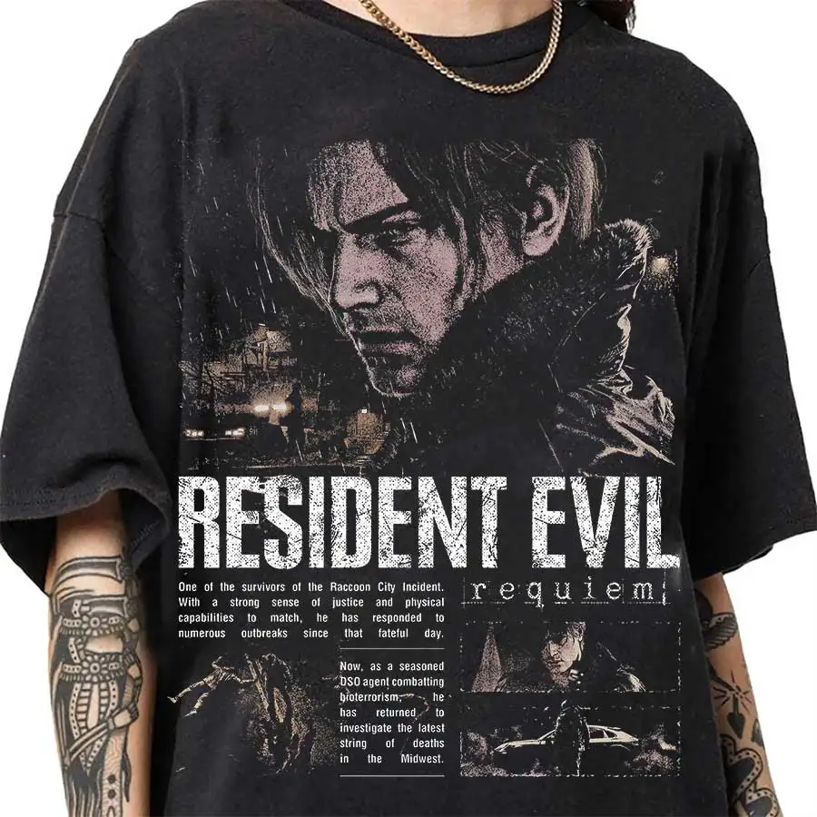 Resident Evil Biohazard Leon Kennedy Game T-shirt For Men Women 100% Cotton T Shirts Short Sleeve Tops J153