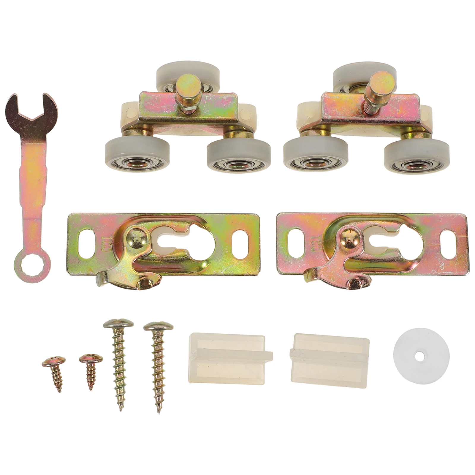 

2pcs Sliding Door System Heavy Duty Roller Guide Set For Wardrobe Closet Cabinet Doors Smooth Ball Bearing Wheels Replacement