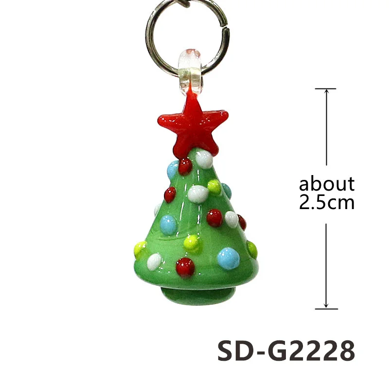 2pcs Cute Mini Glass Christmas Charm Pendant Diy Tree Santa Claus Snowman Wreath Candy Penguin Bird Owl Slipper Gloves Ornaments