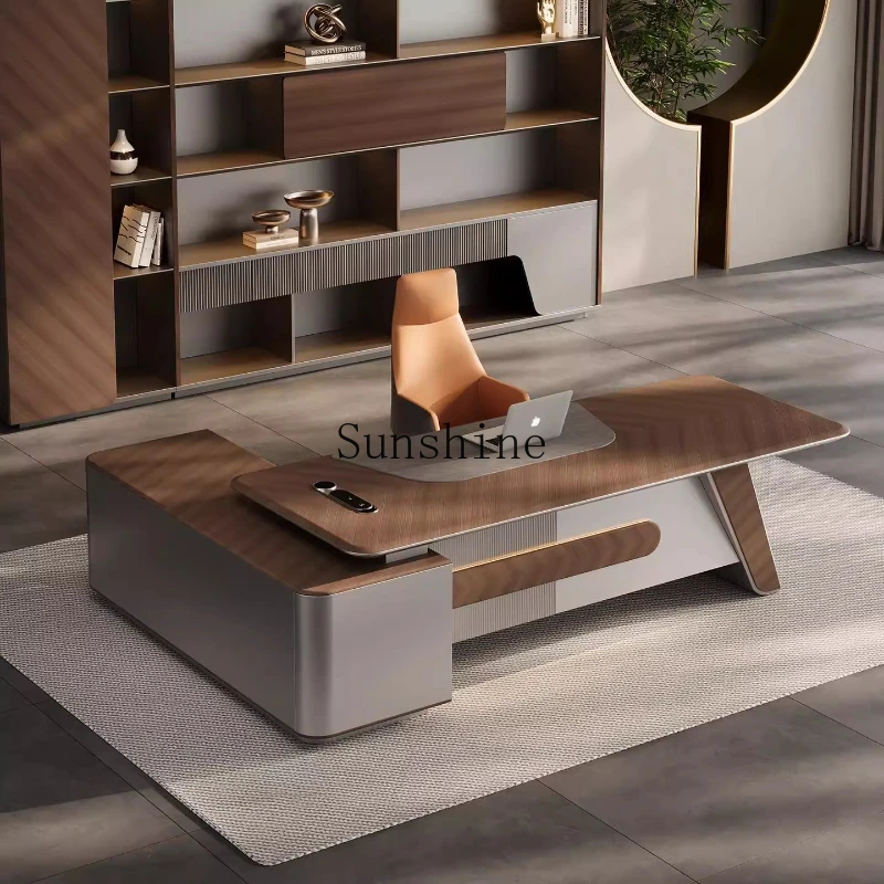 

Office desk and chair combination simple modern light luxury high-end leadership office