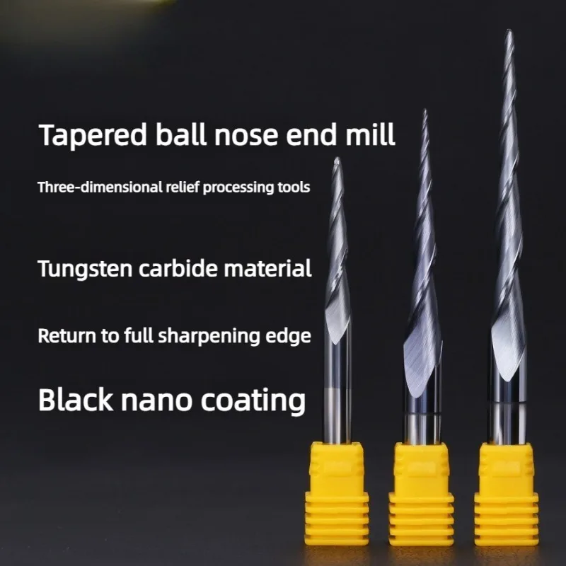 

HRC55 degree coated tungsten steel inclined conical ball head milling cutter Relief engraving extended metal CNC engraving knife