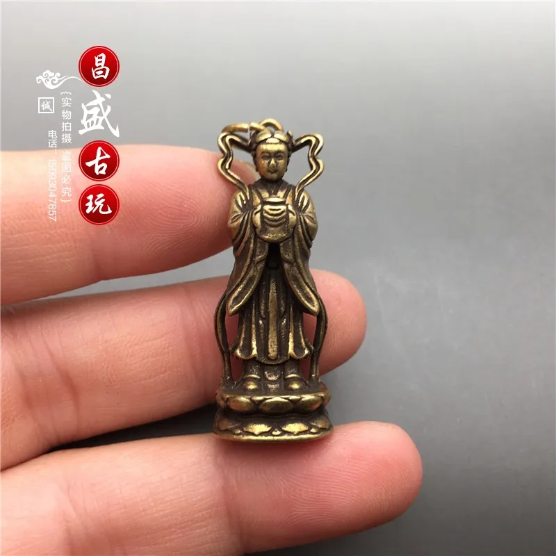 Pendentif en cuivre pur doré et jade pour enfants, bonne fortune, statues de bouddha dragon, paire de statues en cuivre pour la décoration de la maison