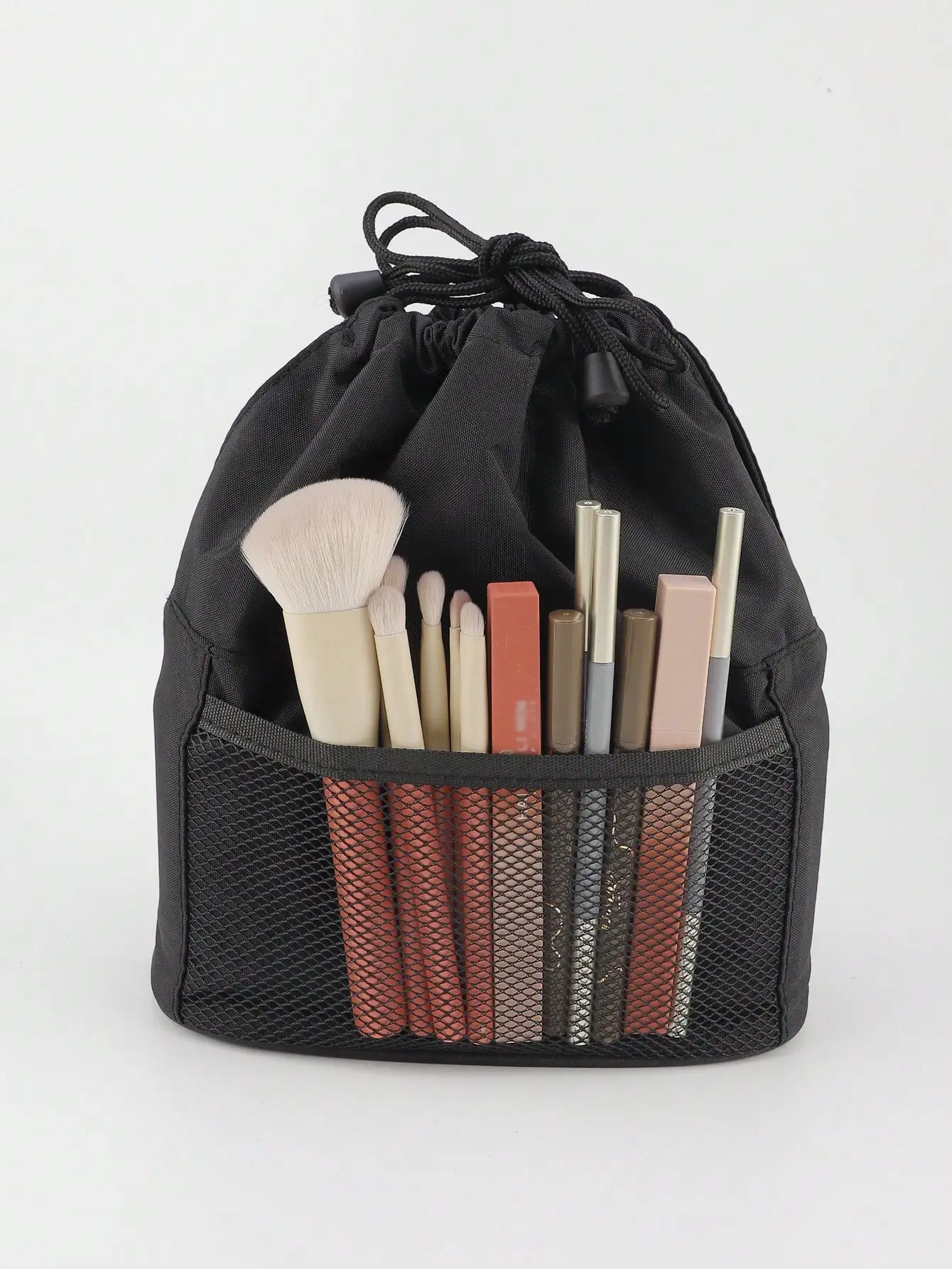 1 Pcs Drawstring Makeup Brush Bag Portable Cosmetic Brushes Storage Pouch Multi‑compartment Travel Make‑up Organizer Bag