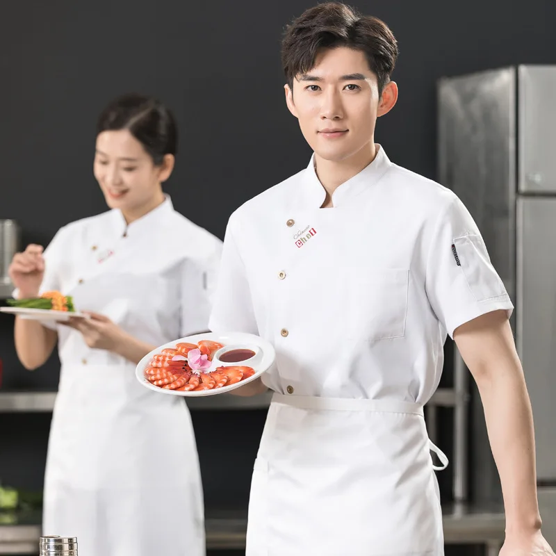 Dining Chef Uniform Short-Sleeved Work Clothes Summer Restaurant Restaurant Hot Pot Restaurant Canteen Western Baking Workwear S