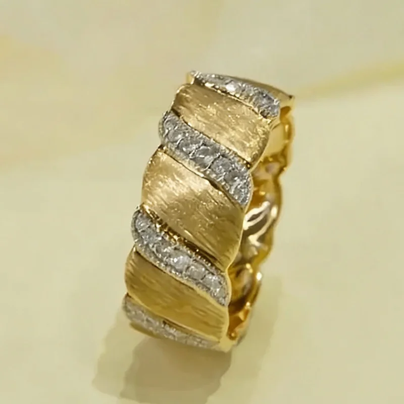Elegant Two Tone Women Ring Inlaid Shining CZ Fashion Party Accessories Noble Wedding Engagement Versatile Lady Elegant Jewelry