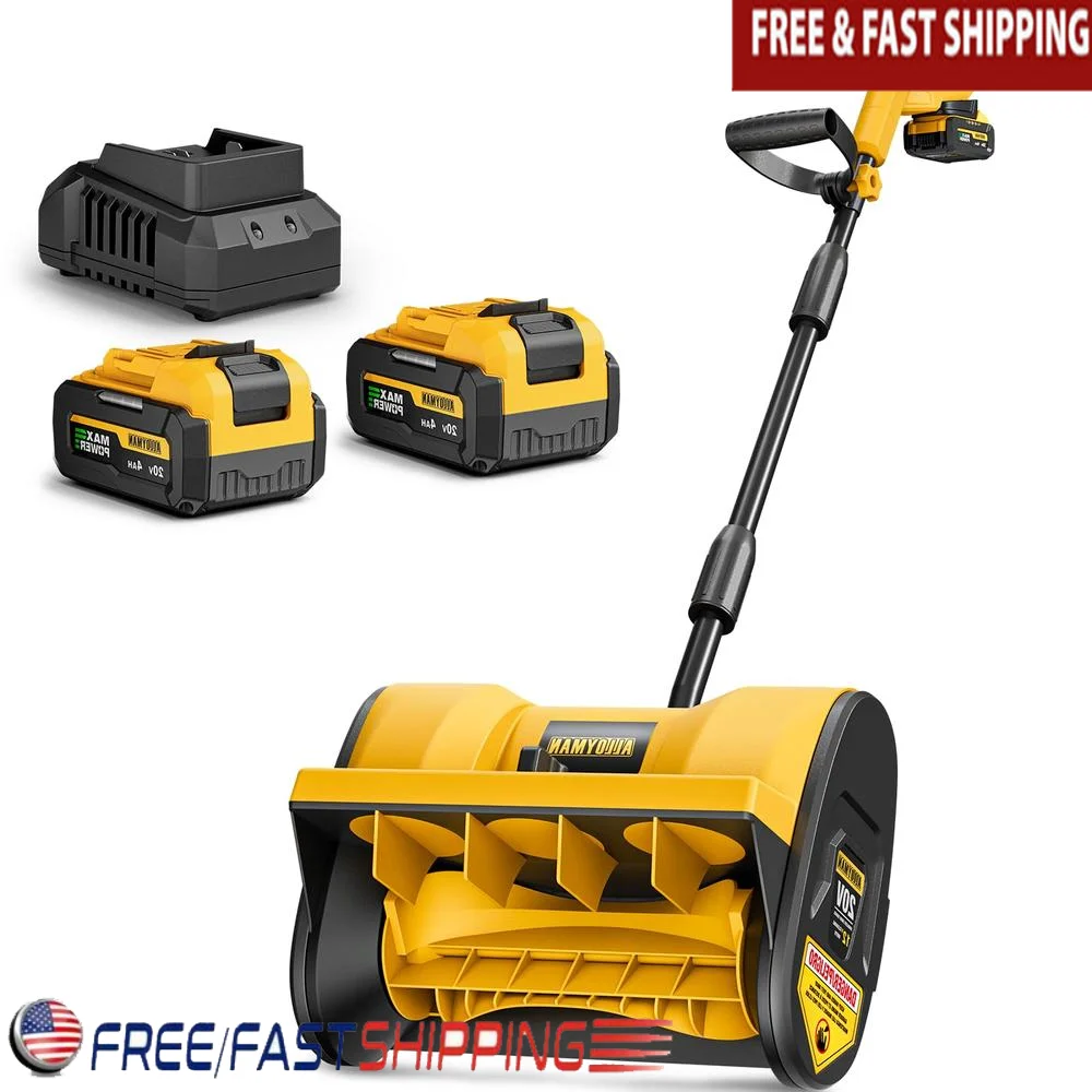 Electric Snow Shovel Blower 20V Battery-Powered Cordless Removal Tool Lithium-ion Battery Dual Safety Switch 25 Min Continuous