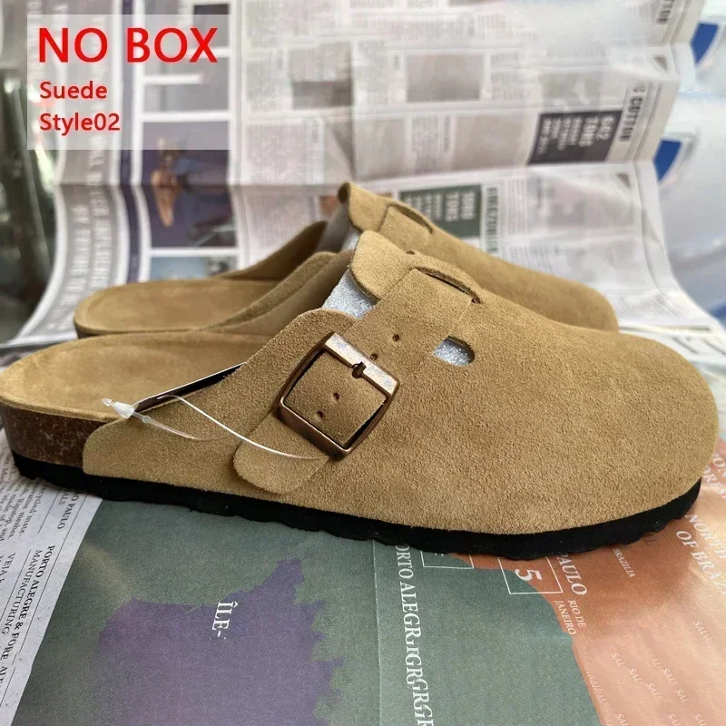 Summer Soft Footbed Suede Sandals Women And Men Fashion All-Match Couples Wear Cork Slippers Winter Plus Velvet Shoes