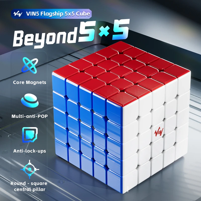 [JudyCube] VIN 5X5 Diamod UV Magnetic Stickerless Professional VIN Cube 5x5x5 Shiny Glossy Puzzle Fidget Toys