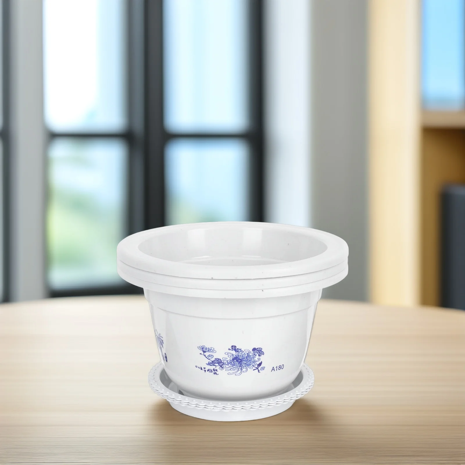 

3Pcs Round Green Plants Pot Plastic Flower Container Minimalist Design for Home Office Balcony Planter Indoor Outdoor Use