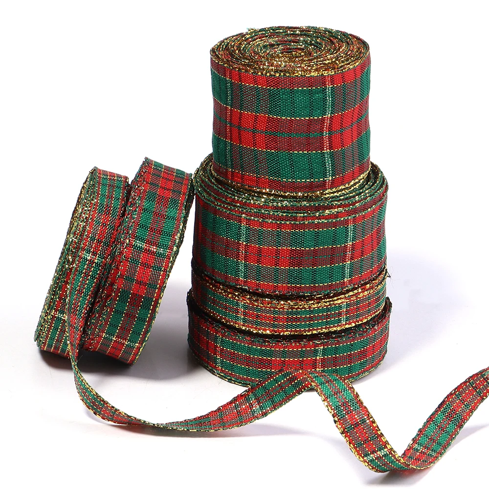 5-10 yards/lot Polyester Vintage Plaid Bänder Weihnachten Rot Grün Plaid Bänder Für DIY Party Weihnachten Geschenke Verpackung zubehör – Detail 4