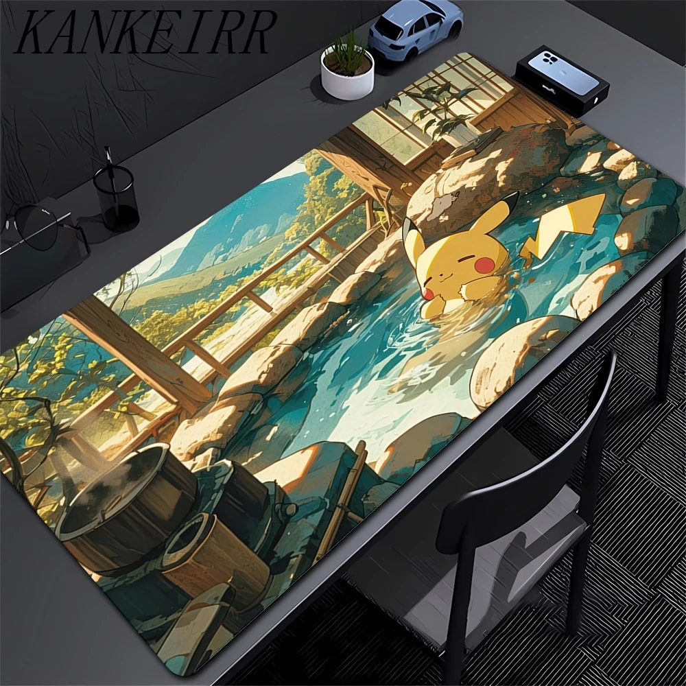 لوحة ماوس كبيرة لوحة مفاتيح مطاطية سجادة ماوس مضادة للانزلاق لوحة ماوس ألعاب كمبيوتر محمول HD PC سجادة P-Pokemons Mousepad Kawaii