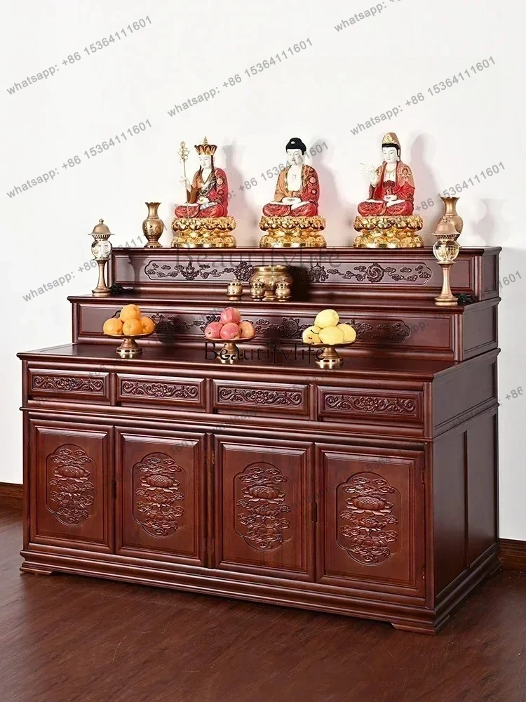 

SM Pear Wood Three Story Buddha Altar, Altar, Central Hall, Living Room, Incense Table, Buddha Cabinet