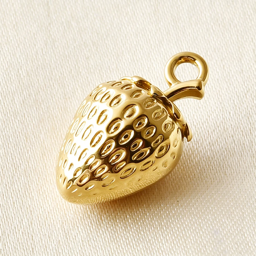 12pcs Dopamine Stainless Steel Jewelry Stereoscopic Fruit Vegetables Pendant Chili Cherry Mango Pomegranate Necklace Pendants