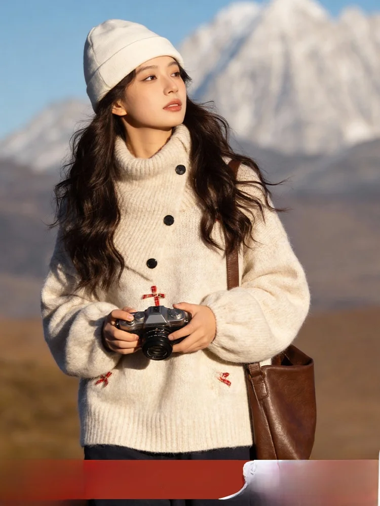 

Soft Cozy High Neck Knitted Base Shirt Women's Spring New Style Winter Thickened Long Sleeve Polyester Fiber Commute Style