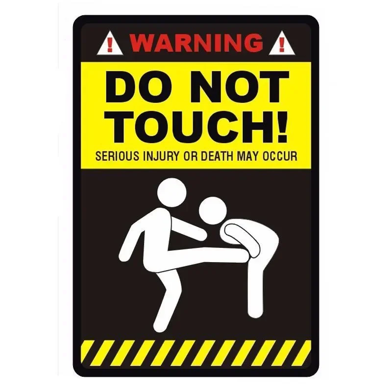 Personality Warning Sign - Do Not Touch 'Fun Reflective Waterproof Car Scratch Decorative Sticker Pvc，10cm