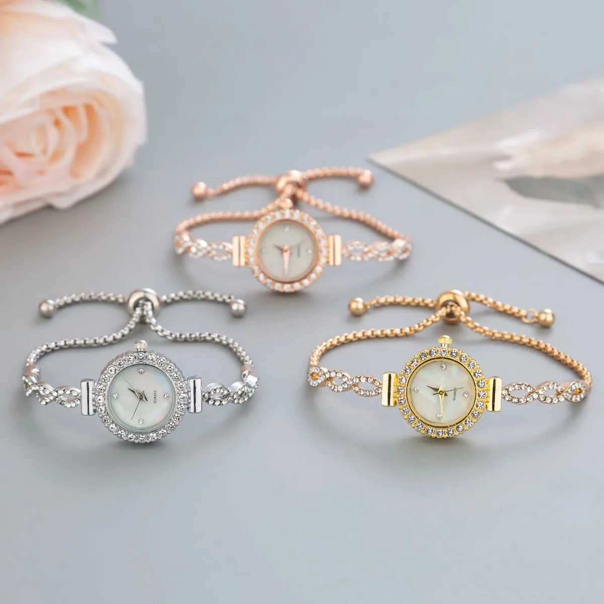 Women\'s Small Dial Wristwatch, Female Bracelet Watch, Quartz, Leisure, Popular, Elegant Clock, Golden Relojes, Hour, Ladies