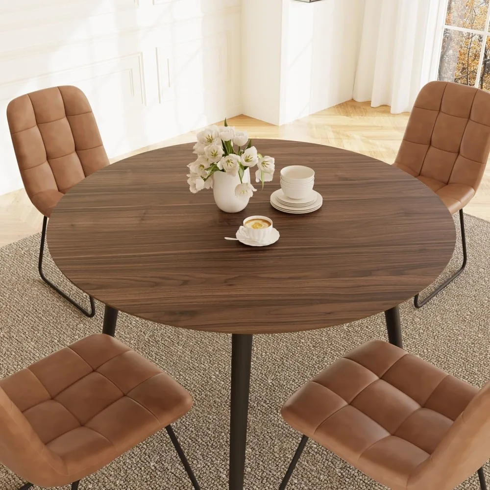 43.3 Inch Round Coffee Chair Dining Table Set for 4,Small Kitchen Coffees Set for Dining Room Kitchen Apartment, Coffee Chair