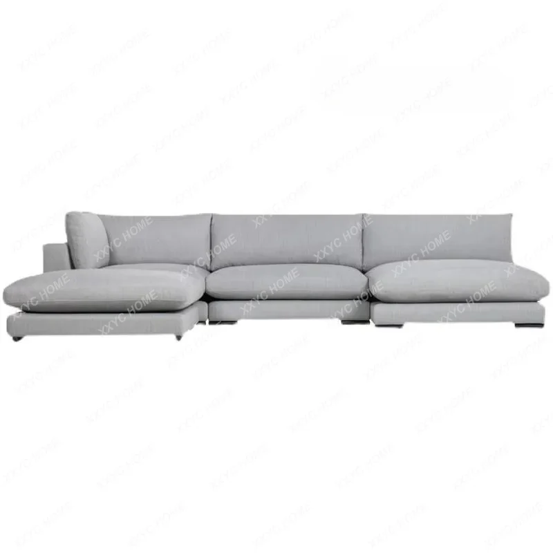 X40  High-end White Down Cotton And Linen Fabric Sofa Modern Simple Size Apartment Corner Combination