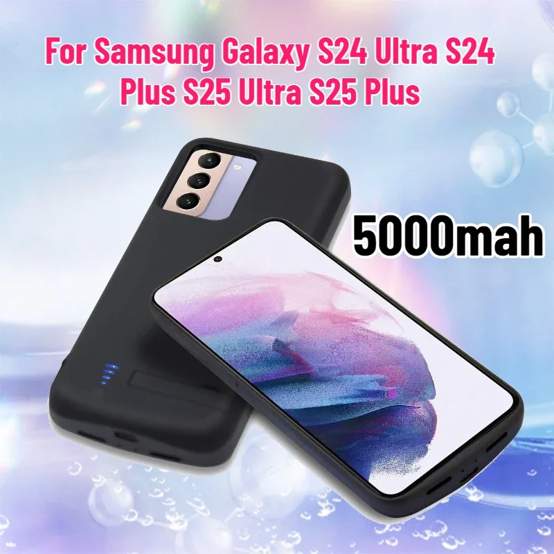 SWZY 5000mah Battery Case For Samsung Galaxy S24 Ultra S24 Plus S25 Ultra S25 Plus Battery Charger Cases Portable Power Bank Cov