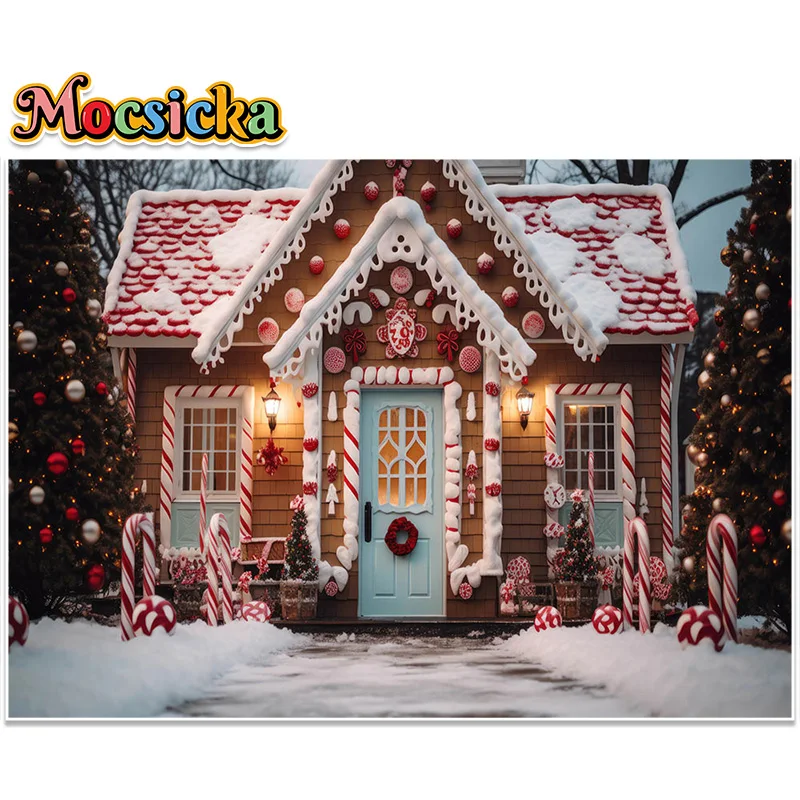 Mocsicka фоны для фотосъемки лес конфеты Дом снег Рождество украшение фоны дети взрослые портрет фото студия реквизит