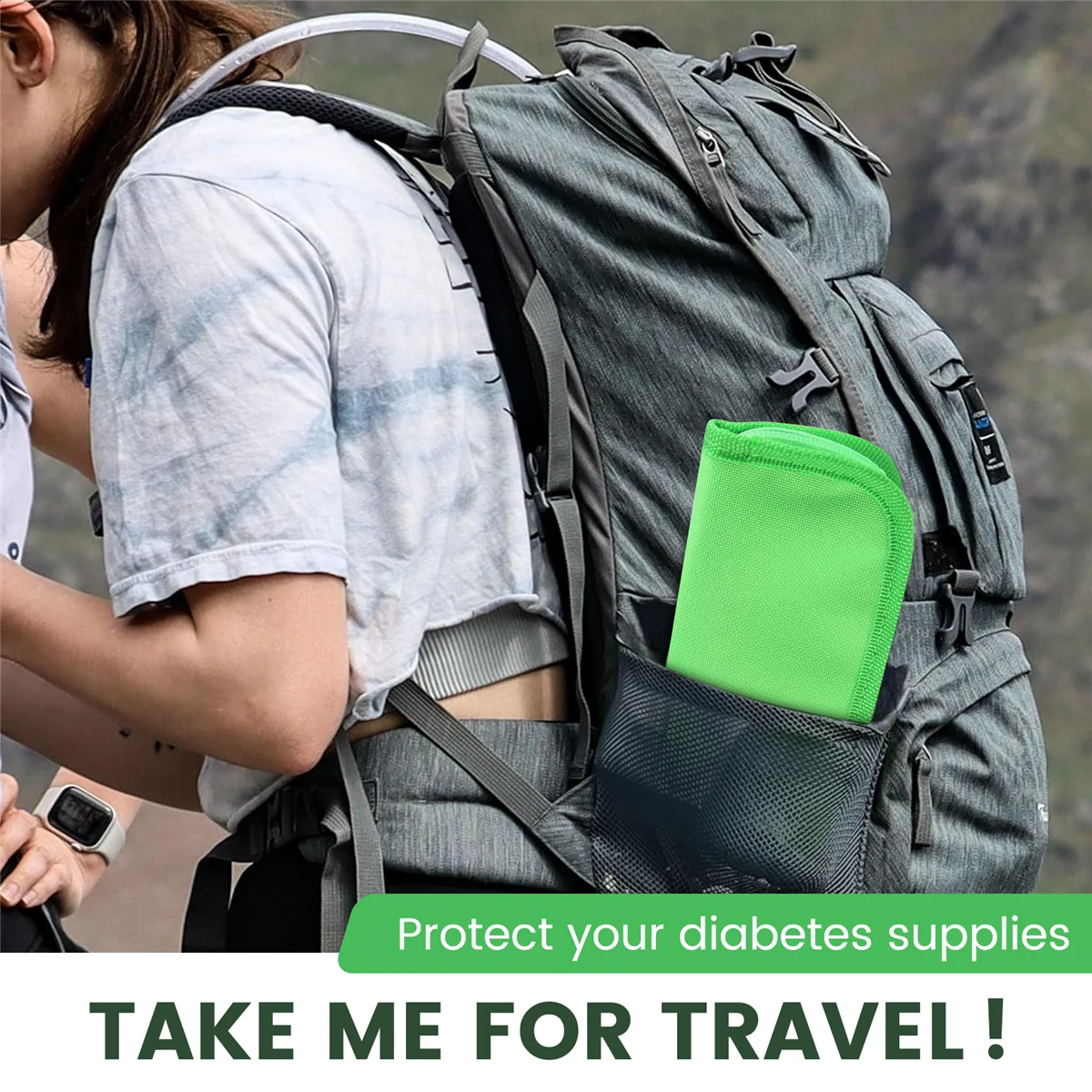 حقيبة تبريد مبرد الأنسولين من ABQR لتنظيم أدوية مرضى السكري باللون الأخضر