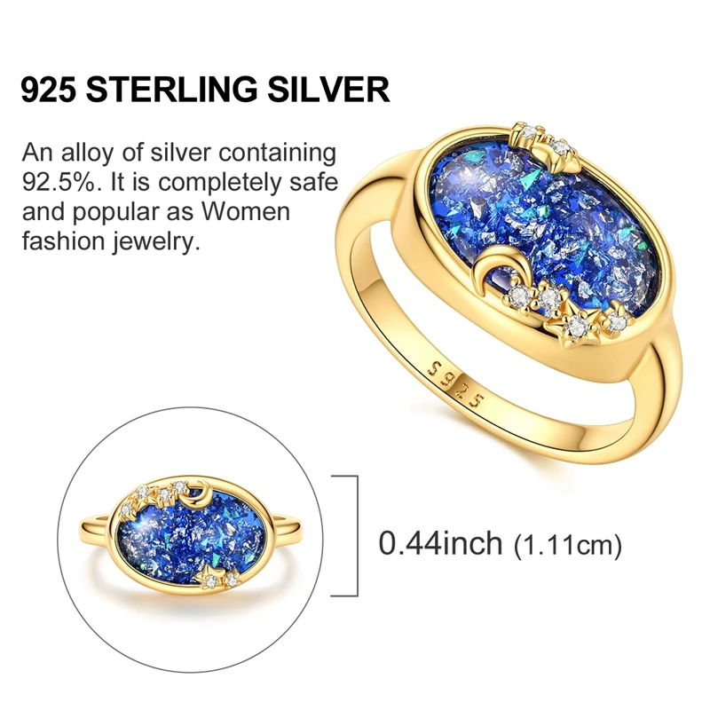925 Sterling Silver Star Sky Ring