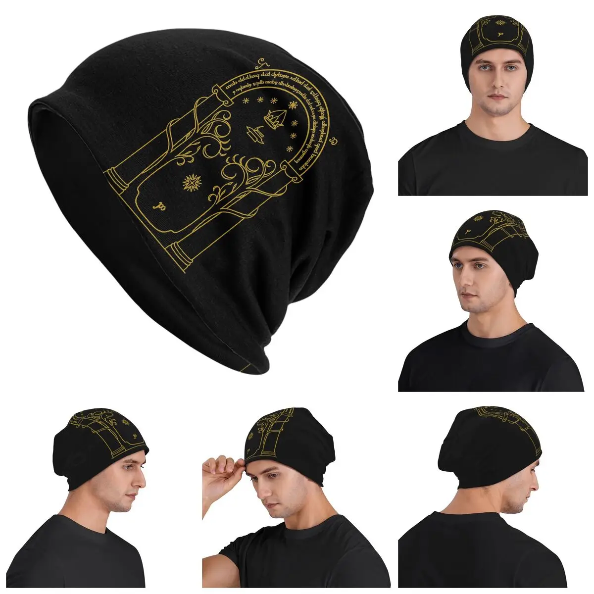 

Doors Of Durin Warm Knitted Cap Fashion Bonnet Hat Autumn Winter Outdoor Beanies Hats for Unisex Adult
