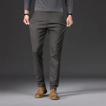 97% Cotton Men's Casual Pants Autumn Fashion Comfortable Elastic Slim Straight Business Trousers Black ArmyGreen Khaki 5 97% Cotton Men's Casual Pants Autumn Fashion Comfortable Elastic Slim Straight Business Trousers Black ArmyGreen Khaki 5
