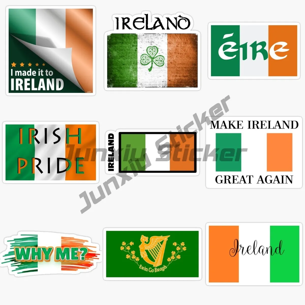 Irish Flag, Coat of Arms, Car Stickers, Vinyl Self-adhesive Stickers Suitable for Computer Motorcycle Helmet Decoration Stickers