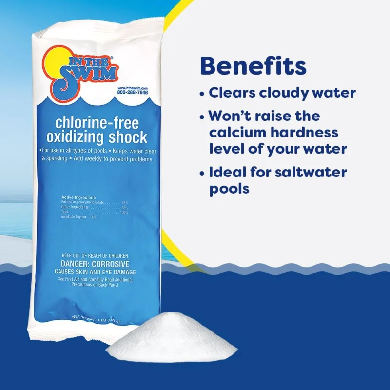 In The Swim Chlorine-Free Pool Shock - Quick Dissolving, Fast-Acting, Shock-Oxidizer for Swimming Pools, Spas