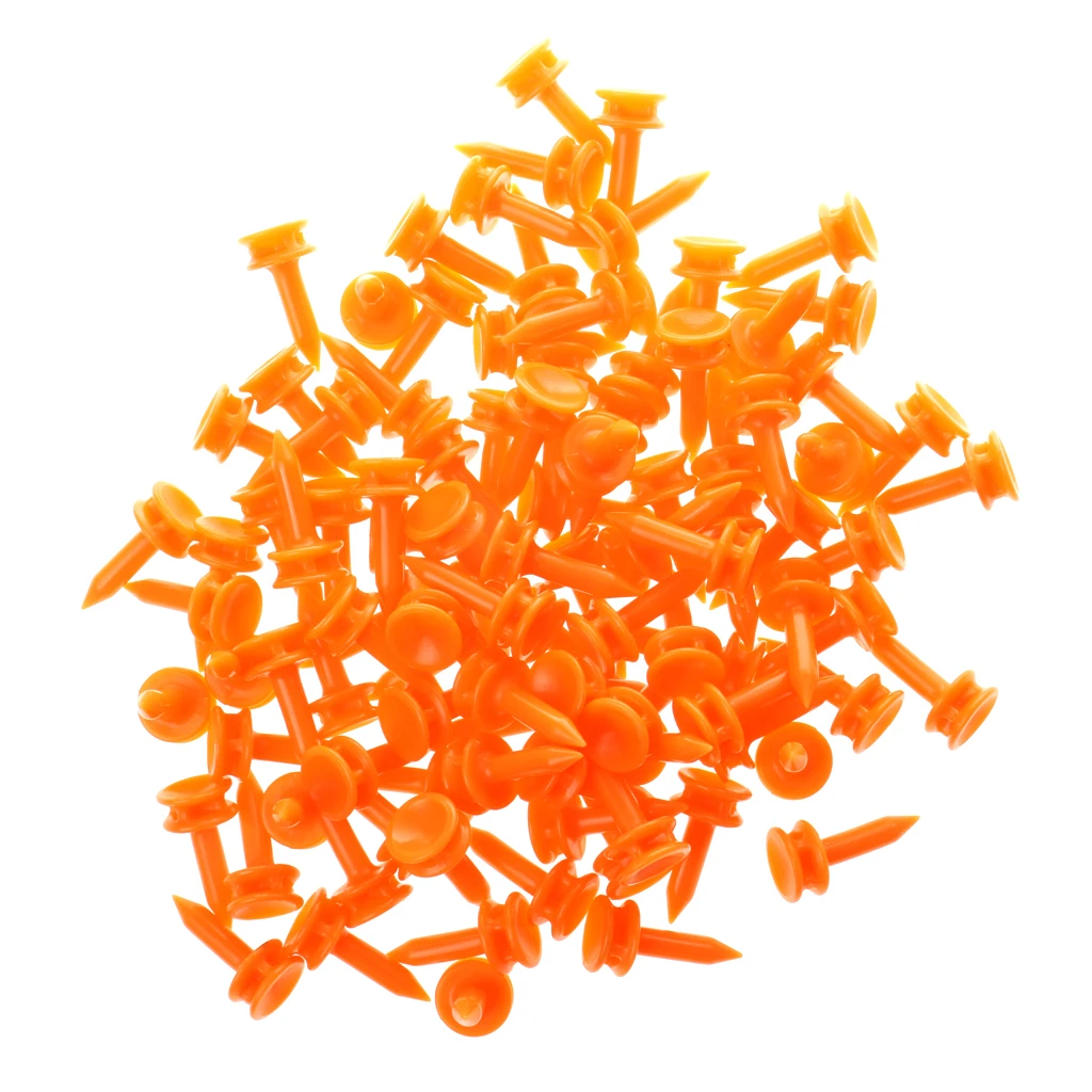 100 Pcs/Pack Professional Golf Tees 25mm 0.98\'  Castle Orange Golfer Accessory Plastic golf tees perfect for Teeing the ball