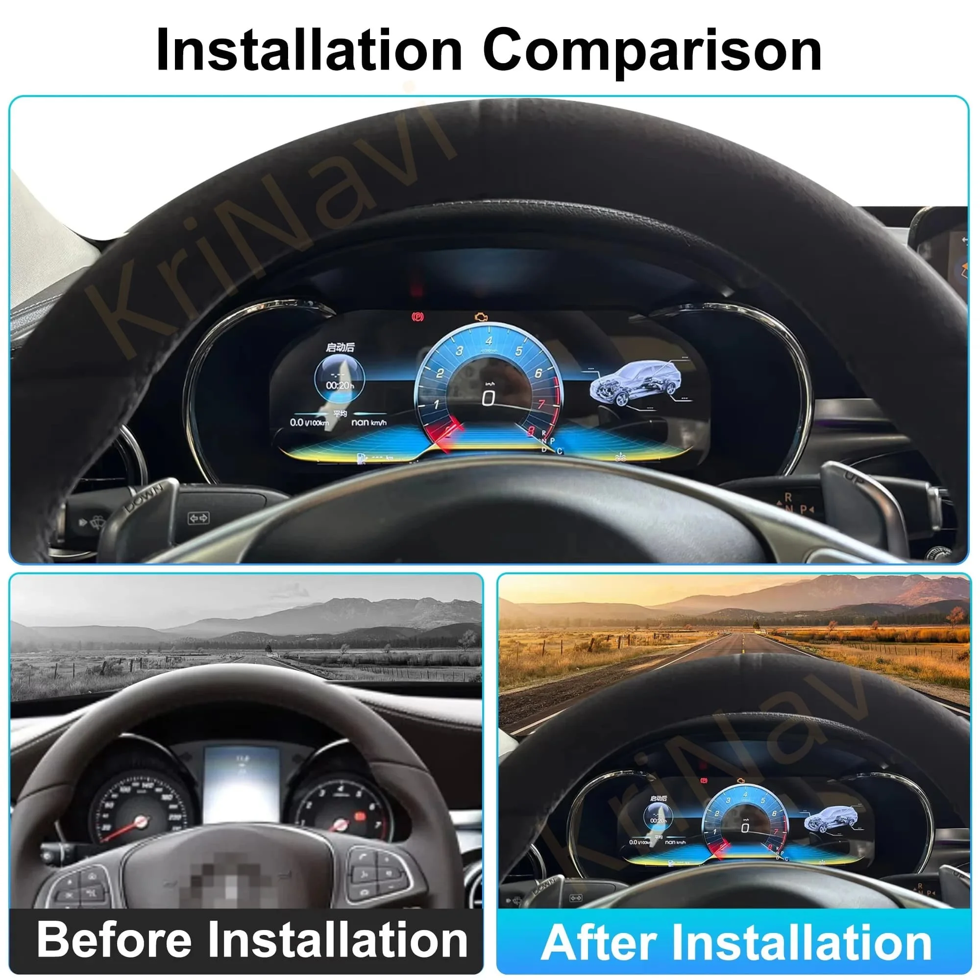 Digital instrument Cluster For Mercedes Benz C/GLC Class C200L C200 C300 C180 C260 W205 W203 2015-2021 Speedometer Dashboard view 2