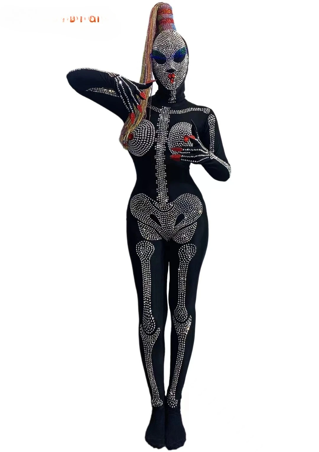 

Женский эротический купальник, боди, комбинезон, комбинезон со стразами, зентай, скелет, косплей