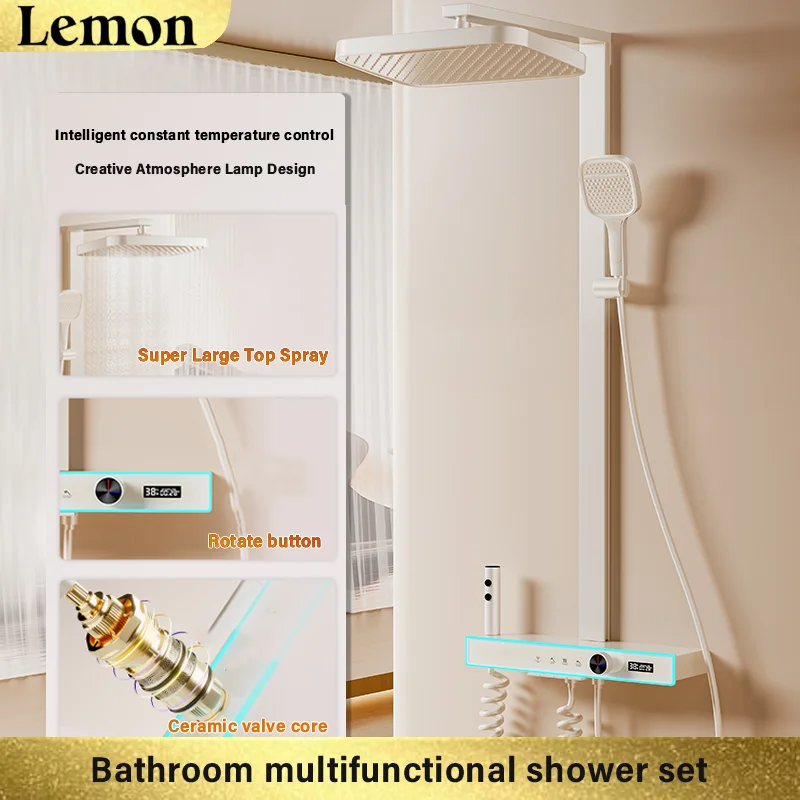 

CHOOXIWU - Large storage table wall thermostatic shower shower set All copper shower household pressurized nozzle
