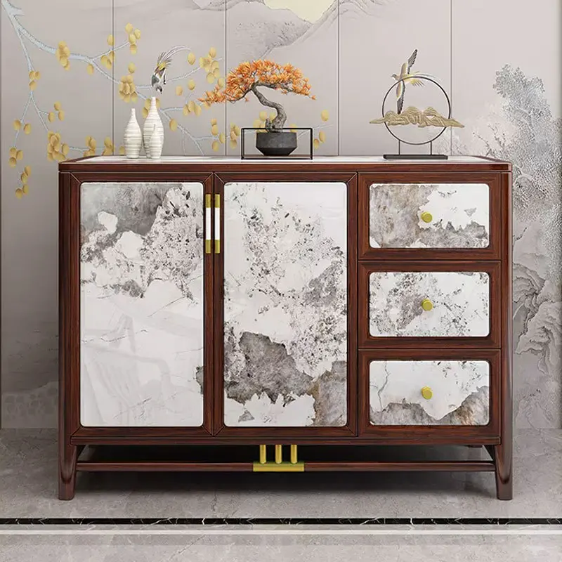 New Chinese ebony solid wood dining side cabinet, living room against the wall, home dining room, wine cabinet