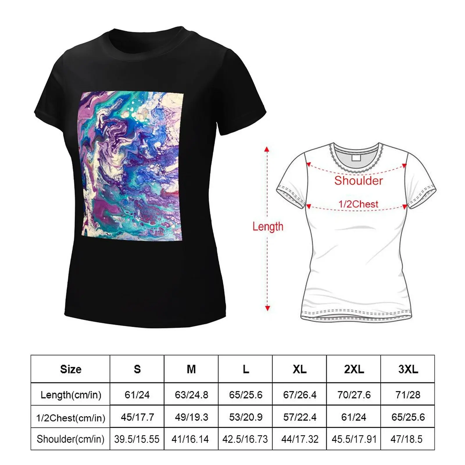 T-shirt en mousse céleste pour femme, chemisier à manches courtes, vêtements esthétiques, vêtements d'été, grande taille, médicaments, mode, art des Émirats arabes unis, 2024