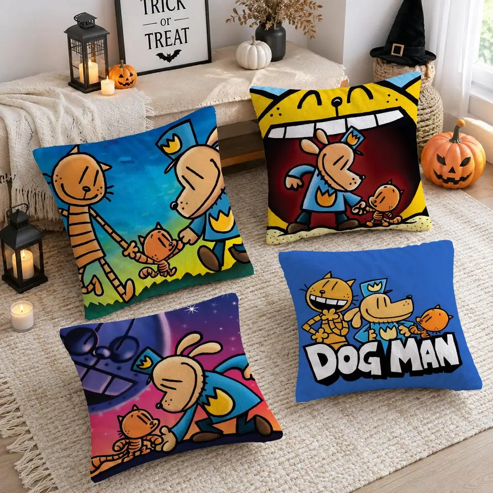 Cute Cartoon D-Dog Man Cushion Cover Plush Decorative Pillow Case With Hidden Zipper Cutecore Room Decor For Home