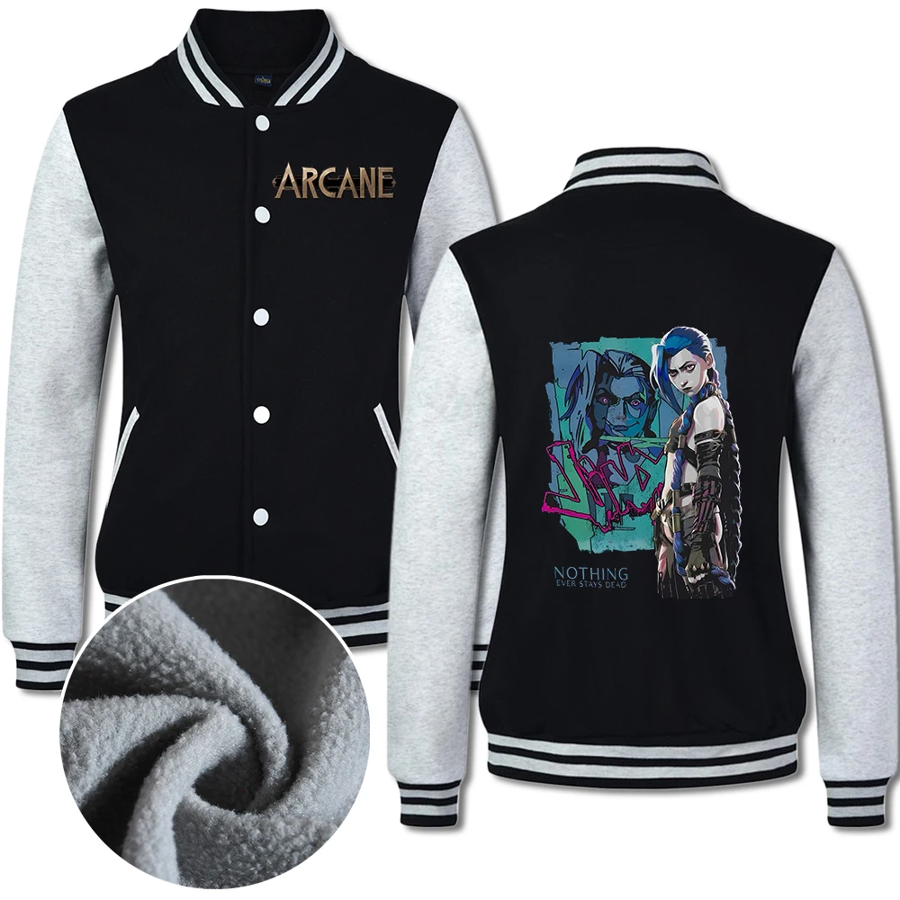 650gsm Cotton Baseball Jacket for Men,women Arcane Winter Jackets Jinx Arcane VI Y2k Jacket Trendy Street Jersey School Uniform