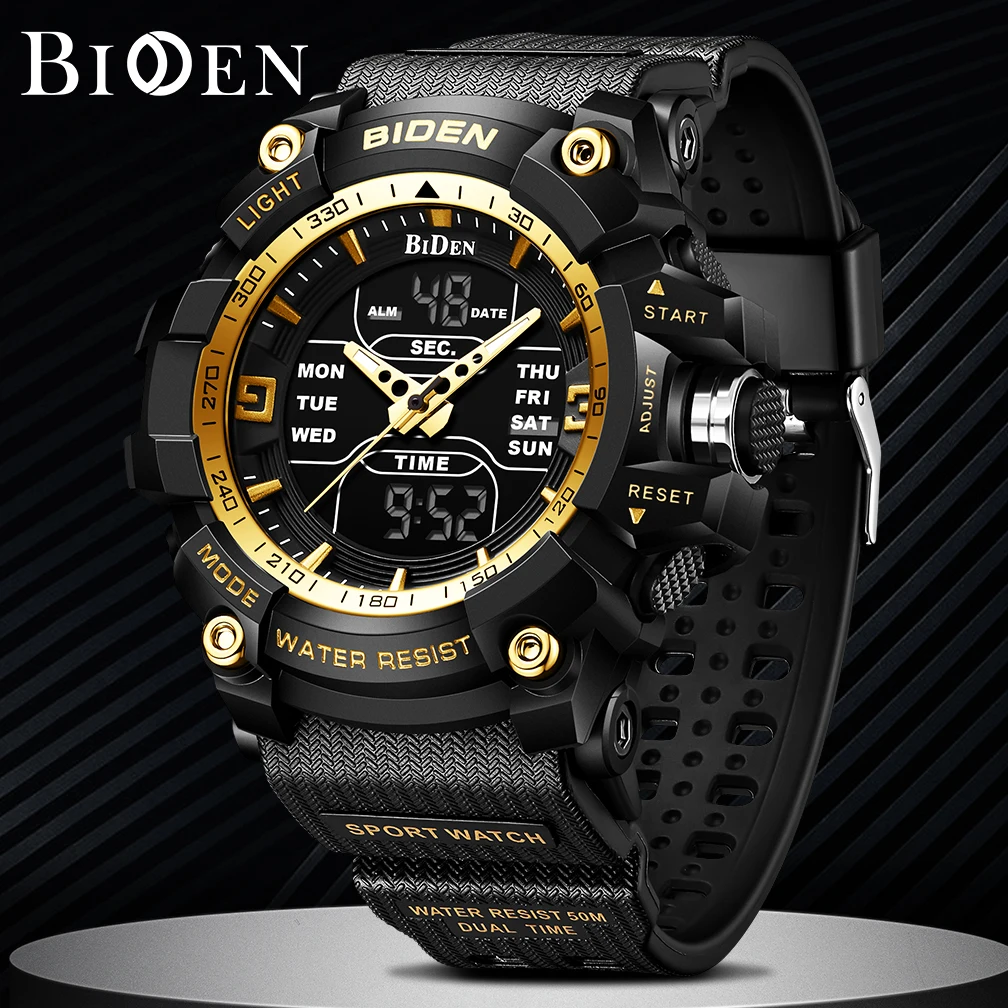 Watch Sport LED Light Alarm Clock Dual Time Display WaterproofWeek Auto Date Wristwatches Quartz