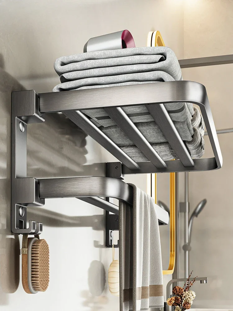

Bath towel rack No punching, bathroom gun ash shelf, toilet, bathroom wall rack