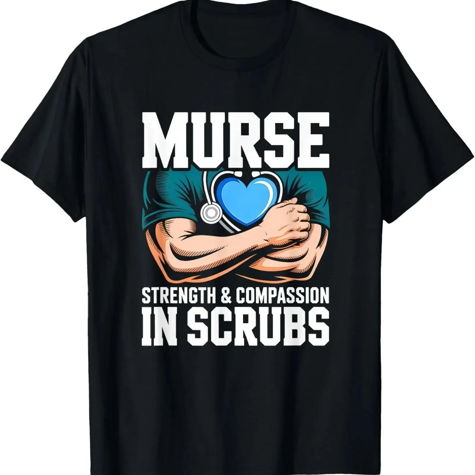 Male Nurse T Shirt RN Strength and Compassion in Scrubs  vintage Washed designer clothes Versatile Slightly homme Unisex