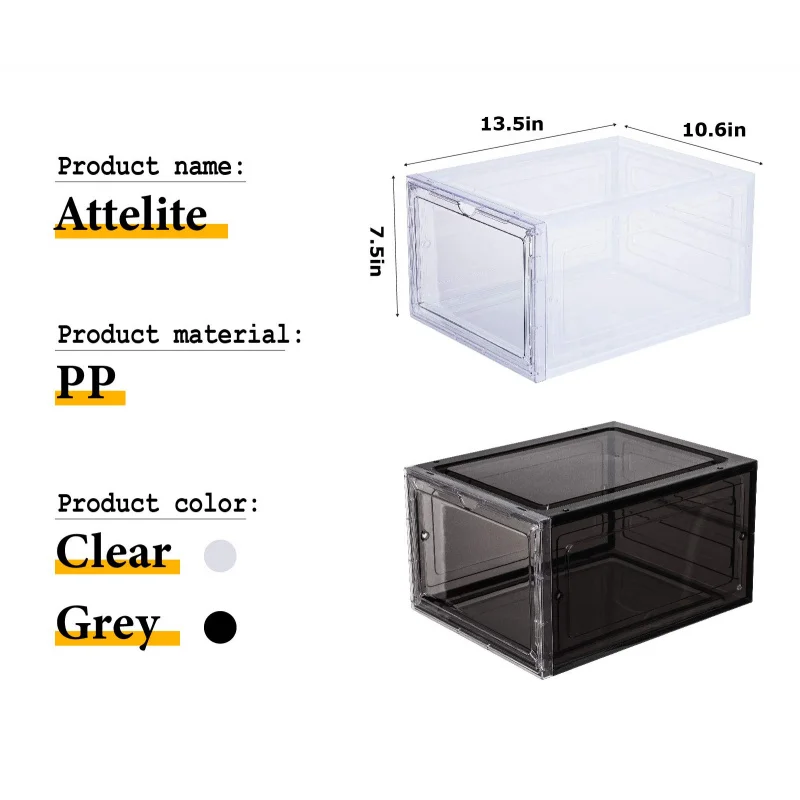 custom.Shoe Organizer Durable Plastic Shoes Box Sneaker Storage Boxes Stackable Closet Containers Display