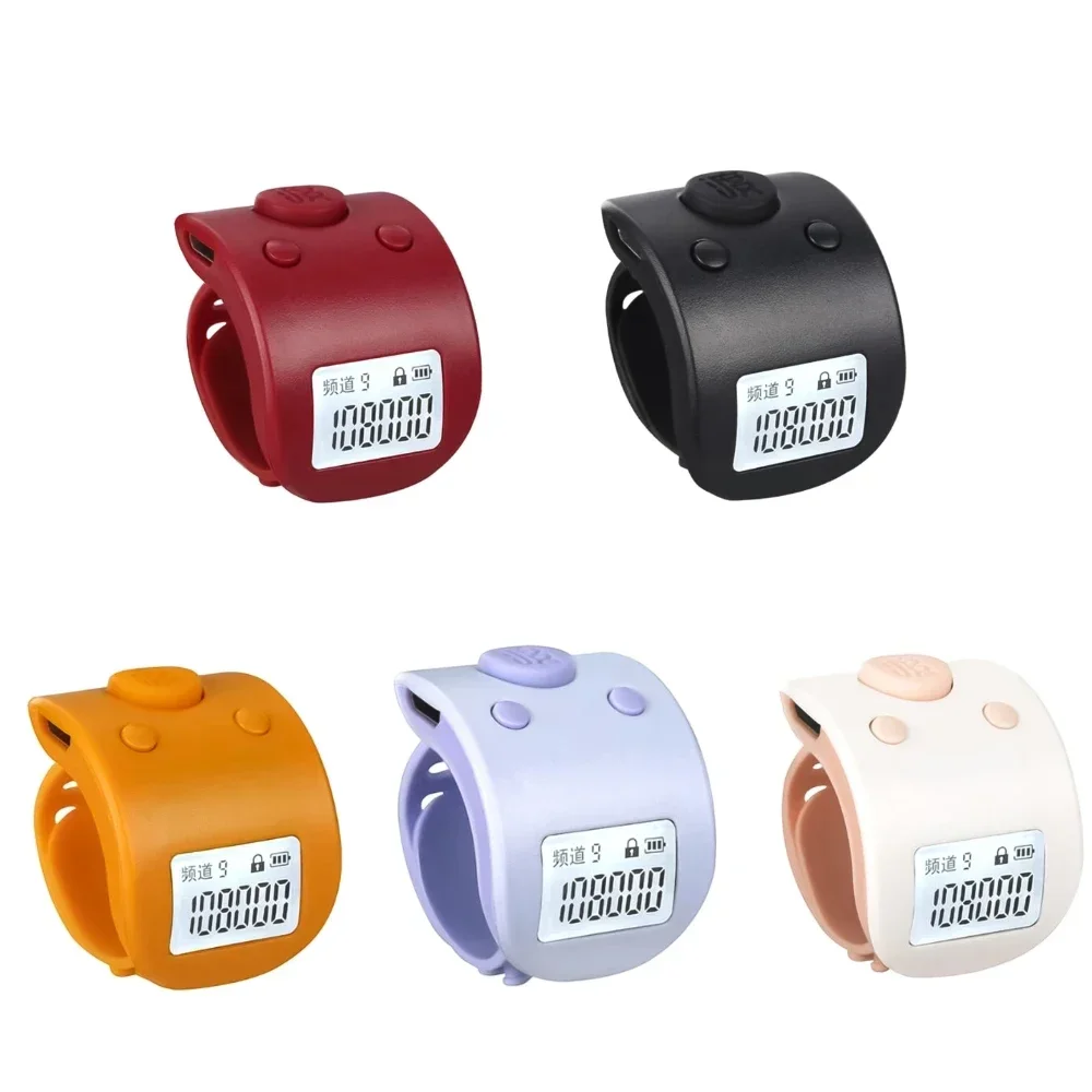 4 Prayer Finger Colors Digit Rechargeable Tally Multifunction Counters 9 Counter Ring Digital Clicker Hand Mini Electronic