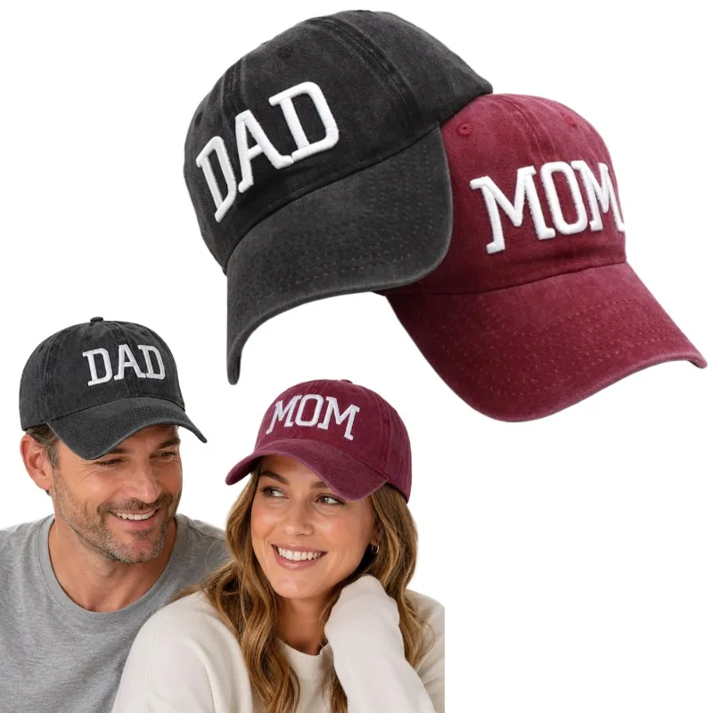 Mom and Dad Hats Fathers Day Mom Dad Gifts Hat Embroidered Adjustable Baseball Caps Gift for Couples Parents