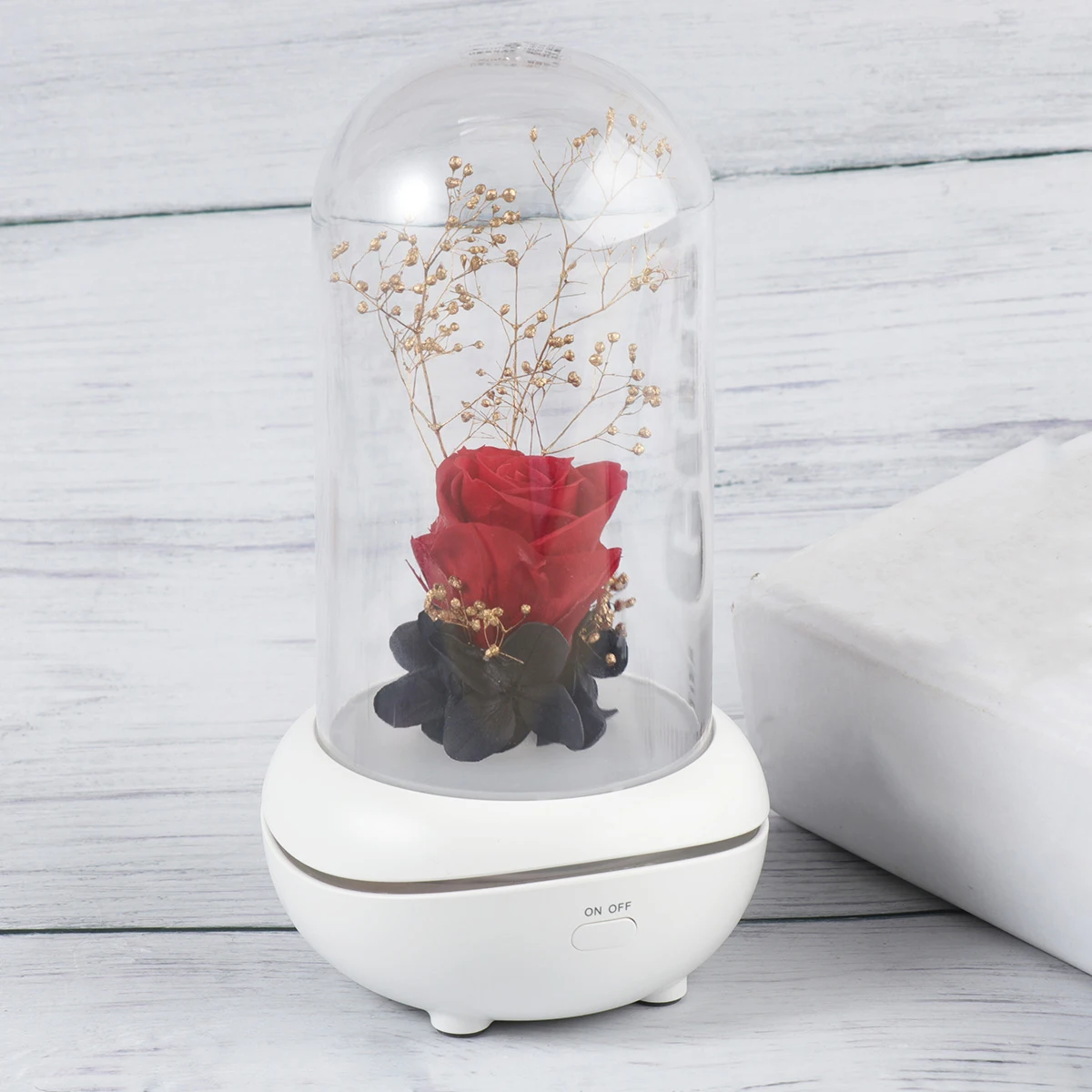 

Eternal Flower Humidifier Aromatherapy Diffuser Mini Night Light Red LED Miniture L Bedroom Living Room Office Spa Yoga