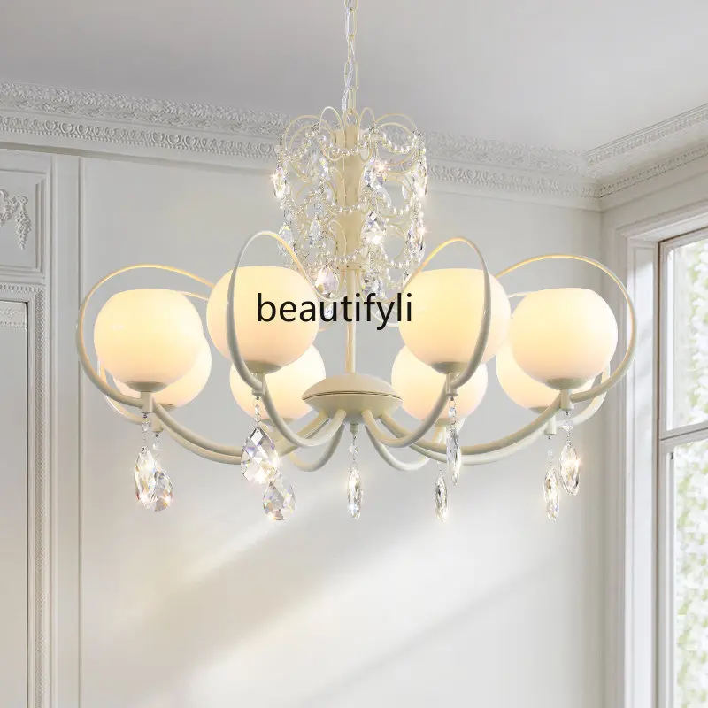 

zq French Retro Living Room Dining-Room Lamp Creative Fresh Personality Cream Bedroom Light Elegant