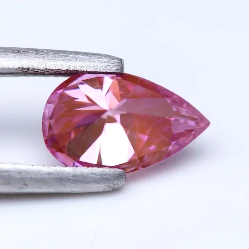 

Moissanite Pear Cut Sakura Pink Color Lab Grown Diamond For Diy Advanced Jewelry Rings Earrings Making With GRA Certificate