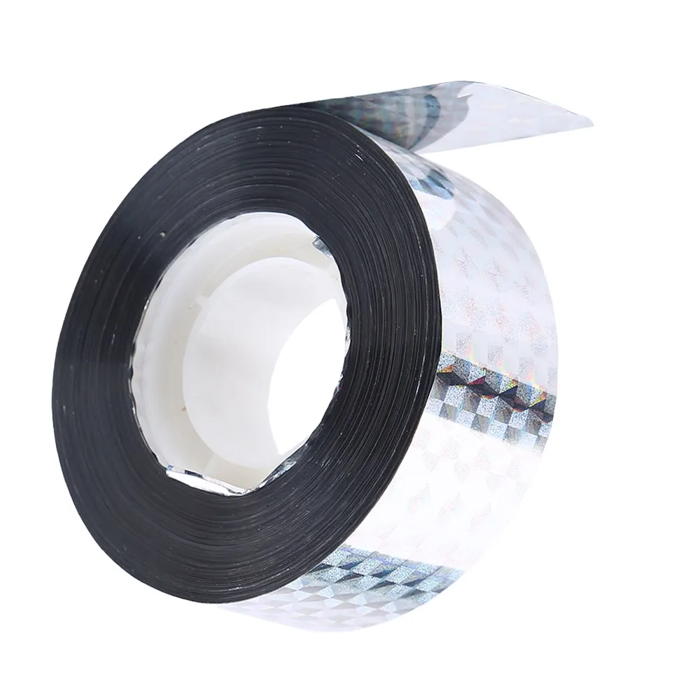 2PCS Durable PET Bird Deterrent Tape Holographic Visual Flash Bird Scare Tape Audible Flash Silver Bird Reflective Ribbon