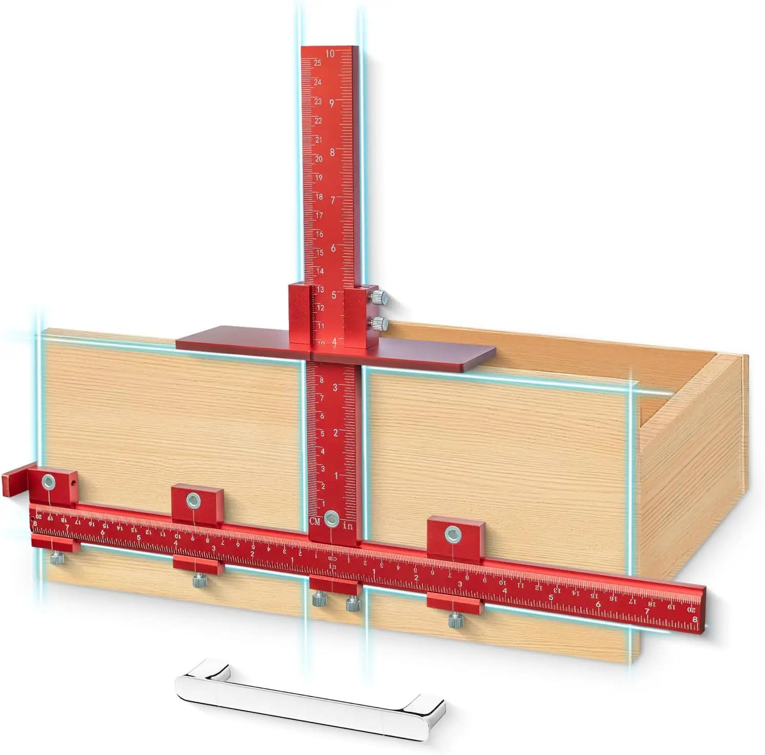 Pro 50% Thicker Cabinet Hardware Jig Heavy-Duty Aluminum Template Dual-Screw Lock Drawer Handle Hole Guide Tool