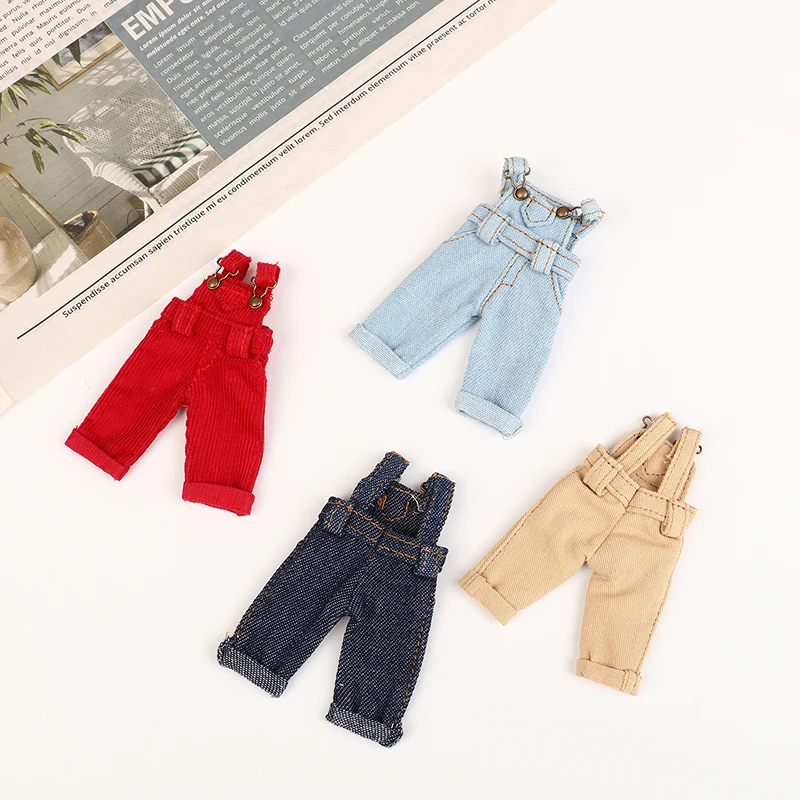 Fashion Mini Jeans Overalls Rompers Doll Clothes Accessories Doll Clothes Dress Up Toys For 1/12 Doll Ob11 Doll